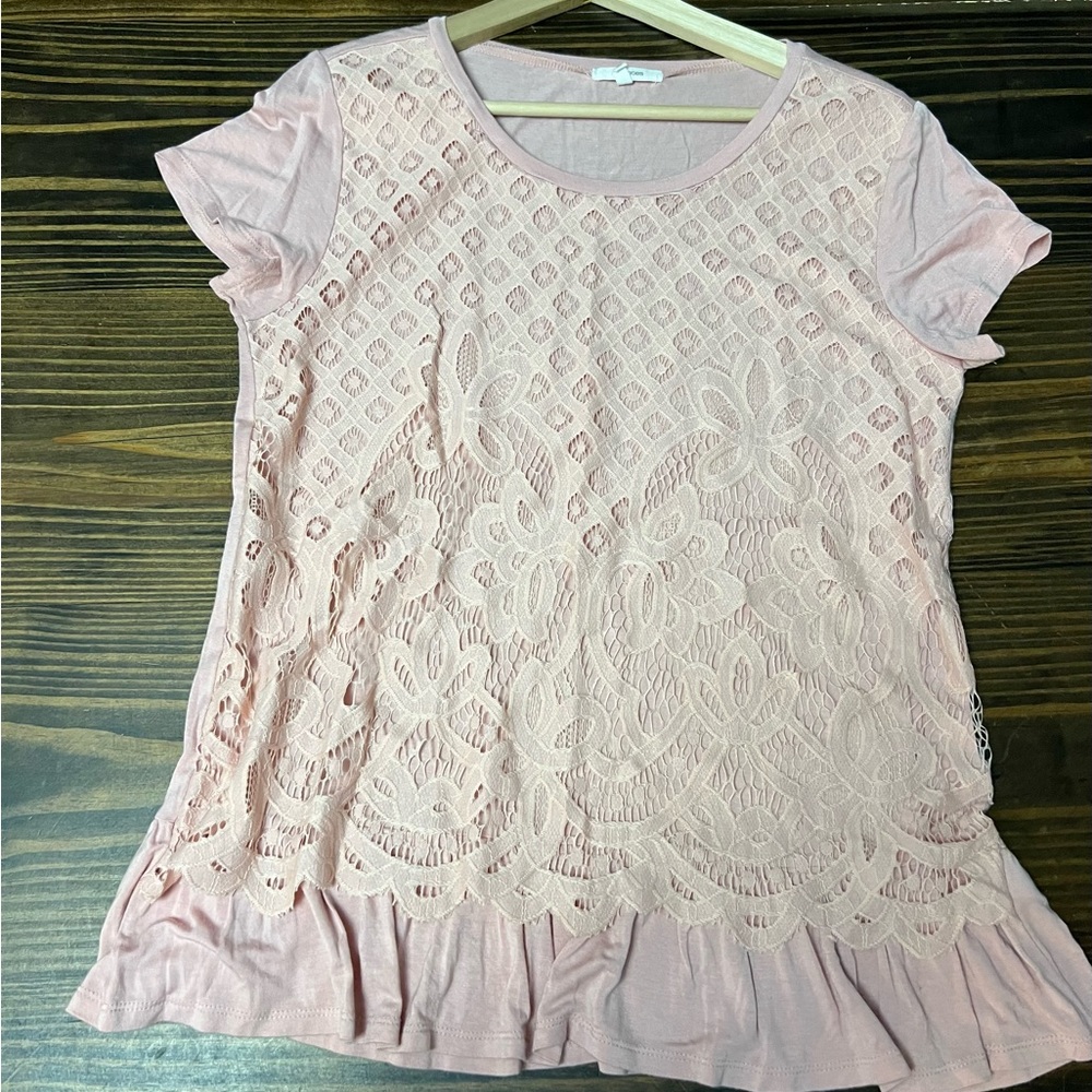 Maurices Pink Lace Blouse